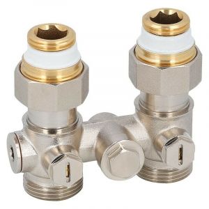 Bloc de robinet monotube pour raccord de radiateur DN15 (1/2') femelle, mod&egrave;le droit