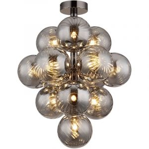 Globo - Plafonnier lampe de salon plafonnier boules de verre couleur fumée 9 lampes 39,5cm