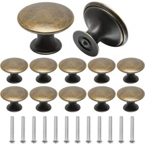 Lot de 12 Boutons de Meuble Bronze, Bouton de Porte Vintage pour Placard, Poignee de Meuble avec Vis pour Cuisine, Armoire, Placard