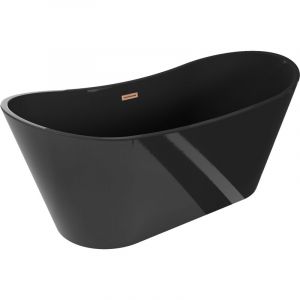 Mexen - Baignoire Montana autoportante 170 x 80 cm, noire, &eacute;vacuation en laiton bross&eacute; - 52011708070-65