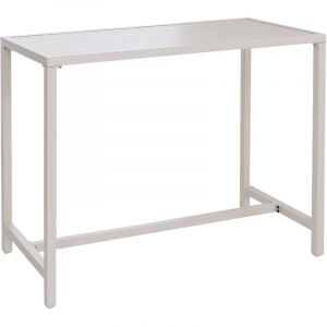Table haute ext&eacute;rieure table de bar jardin 105 x 130 x 65 cm structure acier thermolaqu&eacute; cr&egrave;me 040008742