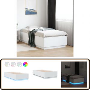 Cadre de lit avec led sans matelas blanc 90x190 cm - Cadre De Lit - Lit Double - Éclairage Led - Luminaire - Meuble Chambre