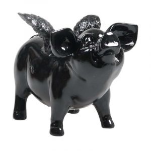 Tirelire cochon avec ailes en résine 14 x 25 x 15 cm