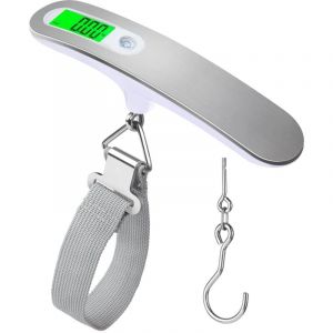 (Blanc)P&egrave;se bagages Balance de poids de bagage de haute pr&eacute;cision Balance de valise portable Balance num&eacute;rique &eacute;lectronique de poche 110 Lb / 50Kg