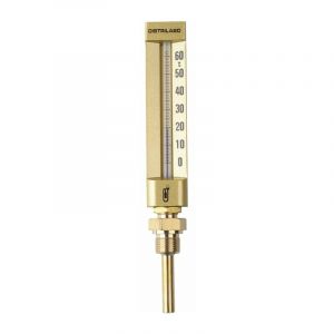 Thermomètre droit boîtier aluminium pour plancher chauffant Distrilabo