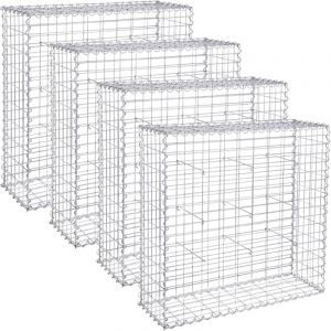 Songmics - Lot de 4, Gabion pour Pierre, 100x90x30cm cloture gabion, métallique galvanisé Banc de jardin siège gabion