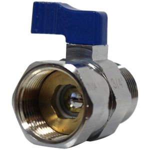Arcanaute - Mini-vanne laiton nickelé Mâle / Femelle 3/4' (20/27) - PN16 - manette bleue