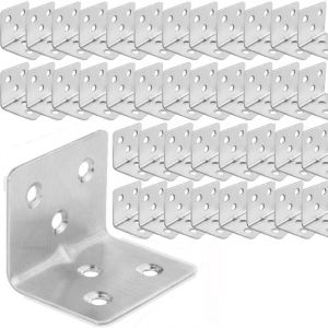 Lot de 64 &Eacute;querre d'assemblage Renforc&eacute;e Inox, 38x30x30mm Acier Plaque Equerre Inox, Equerre Metal pour Fixation de Inox pour Fixation et R&eacute;paration