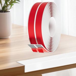 (Blanc, 2cm x 3m) Protection Angle Mur Adh&eacute;sif, Bandes Corniere en TPE, Imperm&eacute;able Plinthe Souple &Eacute;paisse en Forme de L Baguette Angle pour Murs,