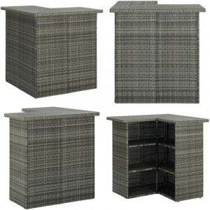 Vidaxl - Table d'angle de bar Gris 100x50x105 cm Résine tressée - Table De Bar - Table D'angle - Table Bistrot - Meuble De Salon - Mobilier Extérieur