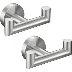 2 Pi&egrave;ces Double Crochet Mural de Salle de Bains, Acier Inox SUS 304 pour Peignoir, Porte Serviette, Accroche Torchon Cuisine, Pat&egrave;re &agrave; Peignoir,