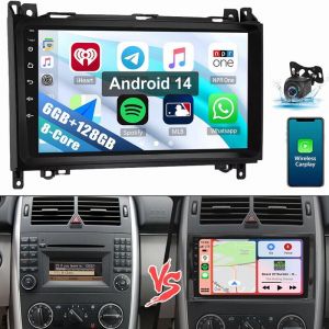 8 c&oelig;urs Autoradio Android 14 pour Mercedes W169 W639 Vito Viano W906 Sprinter 6+128G CAM