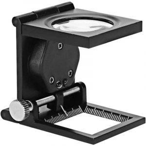 Pliable LED Loupe de Table avec lumière 10X 28mm Pliante Loupe Compte-Fils en Alliage de Zinc avec Échelle Loupe de Lecture Grande Lentille pour