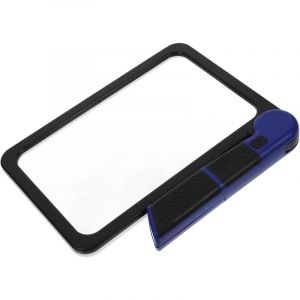 Parkside - Loupe de lecture pleine page 5x, loupe pliante éclairée avec 48 led, loupe rectangulaire à main, noire et bleue