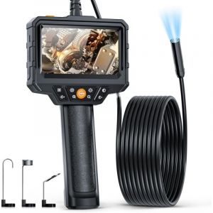 Endoscope Numérique Industriel, Caméra d'inspection d'égout de Canalisation à écran ips de 4,3 Pouces, Caméra Serpent étanche IP67 avec 8 lumières