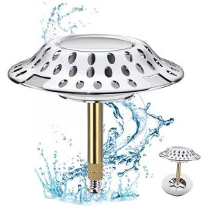 Bonde de baignoire 2 en 1 avec filtre &agrave; cheveux, bonde de baignoire, noyau &agrave; ressort, bonde de baignoire en acier inoxydable et laiton, &oslash; 72 mm