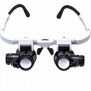 Lunette Loupe - 2 Lumi&egrave;res LED - Loupe Binoculaire - Lampe Loupe Grossissante pour Horloger, Lecture, Bijoutier, Couture - 8X-15X-23X