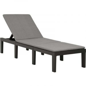 Maison Chic - Chaise longue avec coussin-Bain de soleil-Transat de relaxation Plastique Anthracite 413827