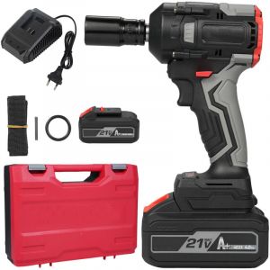 Clé à chocs 21V Brushless Lithium-Ion Batteries 4.0Ah, 1/2'pouces adaptée aux sites de réparation automobile et d'ingénierie, Cordless Electric