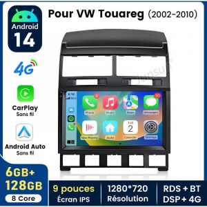 9 pouces Carplay Autoradio pour VW Touareg 2002-2010 Android 6+128GB Octa-Core JUNSUN