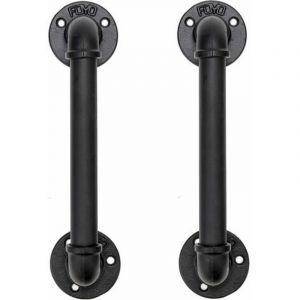 Ensemble de 2 Industriel Tuyau Poign&eacute;e deTraction de Porte, Barre D'appui, Poign&eacute;es de Porte de Grange, Antique Rustique En Fonte Pour Rampe,
