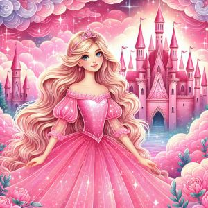 Lumaléa - Papier peint panoramique Enfants - Princesse Château - 195 cm x 195 cm