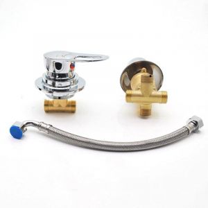 Crea - Robinet de douche deux pièces avec inverseur 2/3/4/5 sorties, noyau de valve en céramique, mitigeur eau chaude et eau froide en laiton chromé