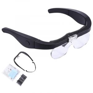 Loupe rechargeable, loupe frontale, loupe à lunettes pour la lecture et les loisirs avec 2 lumières LED et lentilles