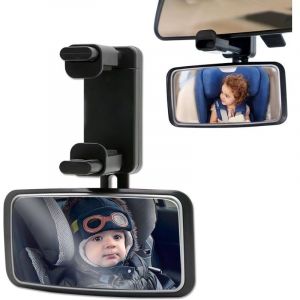 Miroir de Voiture de B&eacute;b&eacute;,Rotation &agrave; 360&deg; R&eacute;troviseur Voiture B&eacute;b&eacute;,B&eacute;b&eacute; Vue Arri&egrave;re Miroir Avec Clip,Surveillance B&eacute;b&eacute; pour Si&egrave;ge Arri&egrave;re pour Vue