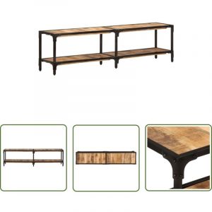 The Living Store Meuble tv 150x30x41 cm bois massif de manguier - Meubles Tv - Meuble Tv - Meuble Media - Meuble Hifi - Style Vintage