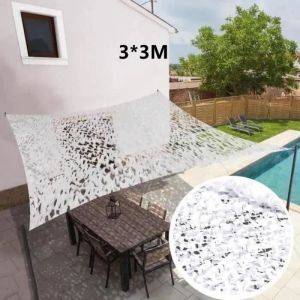Filet de camouflage blanc 3 x 3M, filet de d&eacute;coration de jardin, voile d'ombrage de jardin