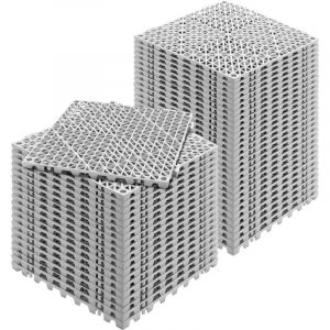 Mophorn - vevor Lot de 50 Dalles de Jardin Piscine 30x30x1,5 cm Gris Dalle Clipsable Ajouree Antiderapante en pvc Drainage Rapide Revetements de Sol