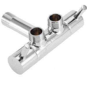 Vanne d'angle, Valve d'angle &agrave; Double soupape Murale chrom&eacute;e pour Robinet d'&eacute;vier de lavabo