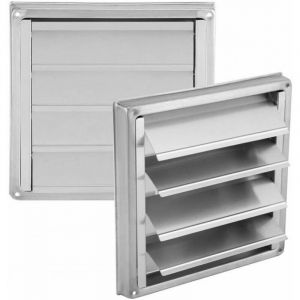 100mm Grille d'a&eacute;ration - Grille de Ventilation Ext&eacute;rieure en Acier Inoxydable Carr&eacute; avec Lamelles Mobiles Convient pour S&egrave;che-linge Climatiseur