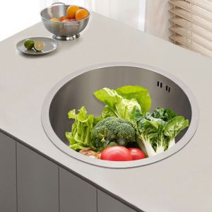 Senderpick - 36,5cm &oslash; en acier inoxydable ronde &eacute;vier de cuisine en acier inoxydable &eacute;vier &eacute;vier encastr&eacute;