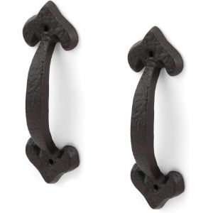 CCYKXA 4 Pièces Poignée Porte Coulissante Noire, Poignée de Porte Extérieure en Fer Forgé, Longueur 175 mm, Poignet de Portes Vintage avec Vis,