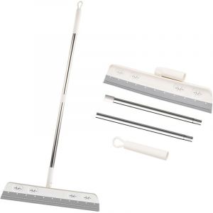 Raclette de Sol en Silicone, Laveur &agrave; Raclette &agrave; Eau Amovible, Mousse Balai pour Nettoyage de l'eau, Balai Raclette Sol avec Caoutchouc Manche