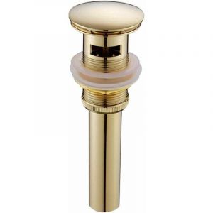 Ymyny - Moderne Pop-up R&eacute;tro Bouchon Bonde de Lavabo Vidange Clic-clac avec Trop-Plein en Laiton Dor&eacute; Universel Valve Draineur d'Evier Vasque Siphon