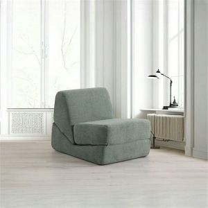 Chauffeuse convertible verte bouclette, lit d'appoint SAPPO