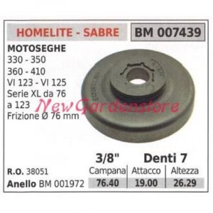 Pignon moteur tron&ccedil;onneuse HOMELITE 330 350 360 410 3/8' dents 7 007439