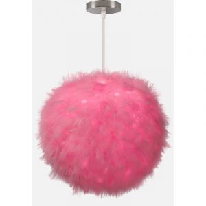 30CM Lampe &Agrave; Suspension Romantique Nordique Suspension Luminaire En Plumes Lustre D'Int&eacute;rieur Moderne Rose