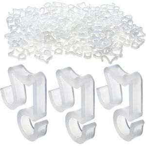 Lot de 100 Blanc Plastique Crochets &agrave; Suspendre pour Guirlande Lumineuse de No&euml;l Bardeau de Goutti&egrave;re Crochets Ext&eacute;rieurs