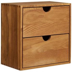 Cube de rangement 2 tiroirs mural ou &agrave; poser en ch&ecirc;ne massif - VALLY