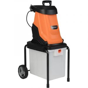 COSTWAY Broyeur de V&eacute;g&eacute;taux et Branches &Eacute;lectrique 2800W, Broyeur de Jardin Bac de Collecte 50 L Dia. Coupe de 45 mm Tr&eacute;mie de Remplissage Roues,
