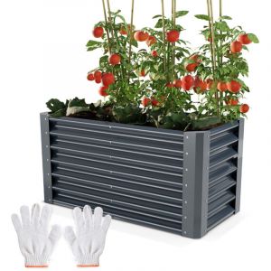 Carr&eacute; Potager de Jardin sur&eacute;lev&eacute; en acier Antracite 60x60x120cm L pour balcon ou jardin
