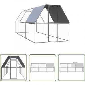 Prolenta Premium - The Living Store Poulailler d'extérieur 2x6x2 m Acier galvanisé - Poulailler Extérieur - Abri Pour Animaux - Coop Pour Poules