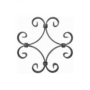 Volute en c finition coupe droite, losange - Hauteur 230mm Largeur 230mm en plat de 16x4mm - Fer forgé - à souder Deco Fer Forge