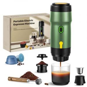 Cafeti&egrave;re portable 3 en 1, 20 bars, extraction &agrave; 92 &deg;C, batterie 7500 mAh, chargement allume-cigare USB/12 V, machine &agrave; expresso pour capsules et