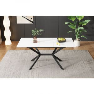 Urban Meuble - Table de salle à manger rectangulaire extensible blanche pieds noirs 120-160x80cm thrivvoils