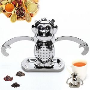 Boule à thé,Passoire à thé de singe,Filtre à thé en Inox,Infuseur à thé avec Plateau d'égouttement,pour Épices,Herbes,Café,Théière